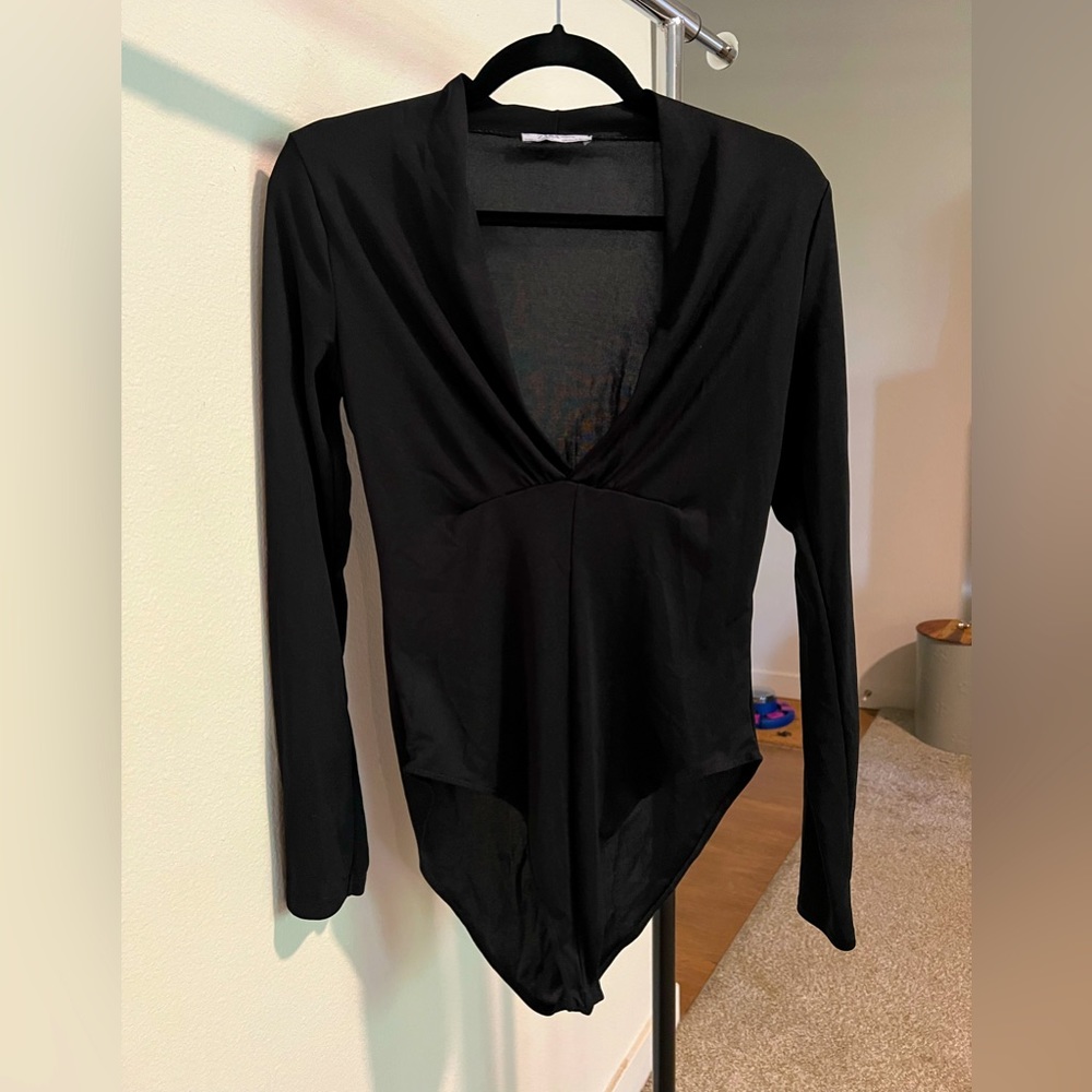 Zara black plunging neck bodysuit. Medium - true to size.